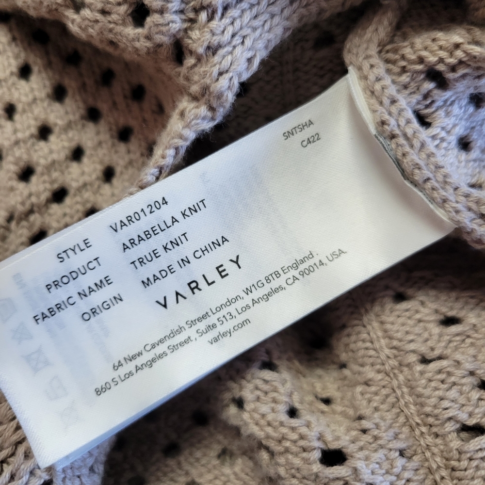 Varley Anthropologie Arabella Sweater True Knit Pullover Sand Tan Medium - Picture 6 of 10